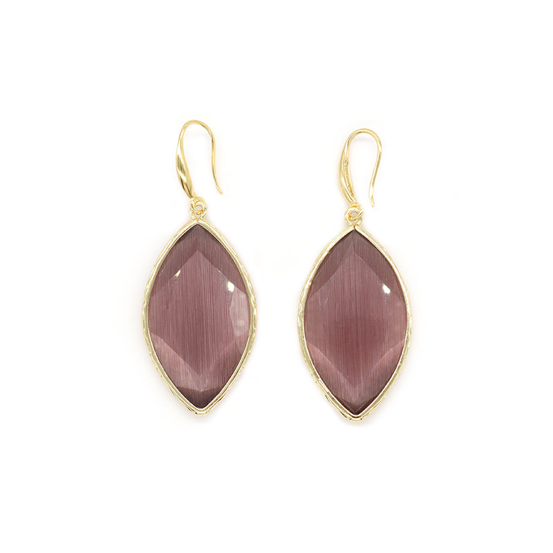 New Arrival Wholesale Custom China Factory Gooseneck Dangle Earrings Women Gift Jewelry Gold Plated Natural Stone Drop Earrings