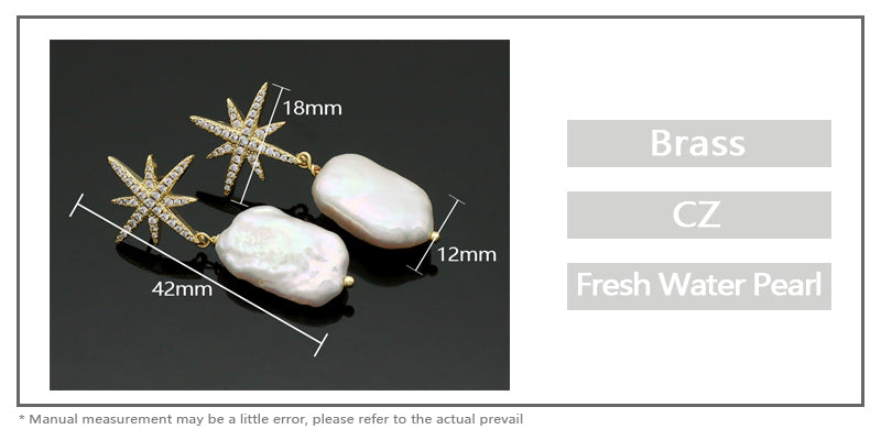 Custom Wholesale Fresh Water Pearl Earrings Stud Women Jewelry Micro Pave CZ Gold Plated Natural Stone Stud Earrings For Gift