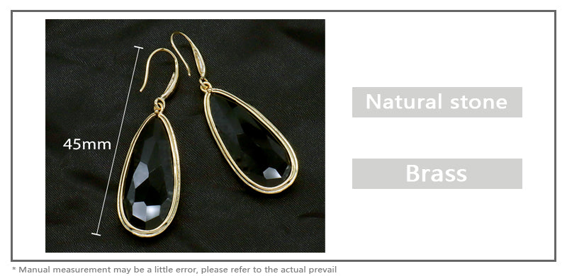 Newest Wholesale Customized China Factory Gooseneck Dangle Earrings Jewelry Gold Plated Natural Stone Drop Earrings For Women Gift