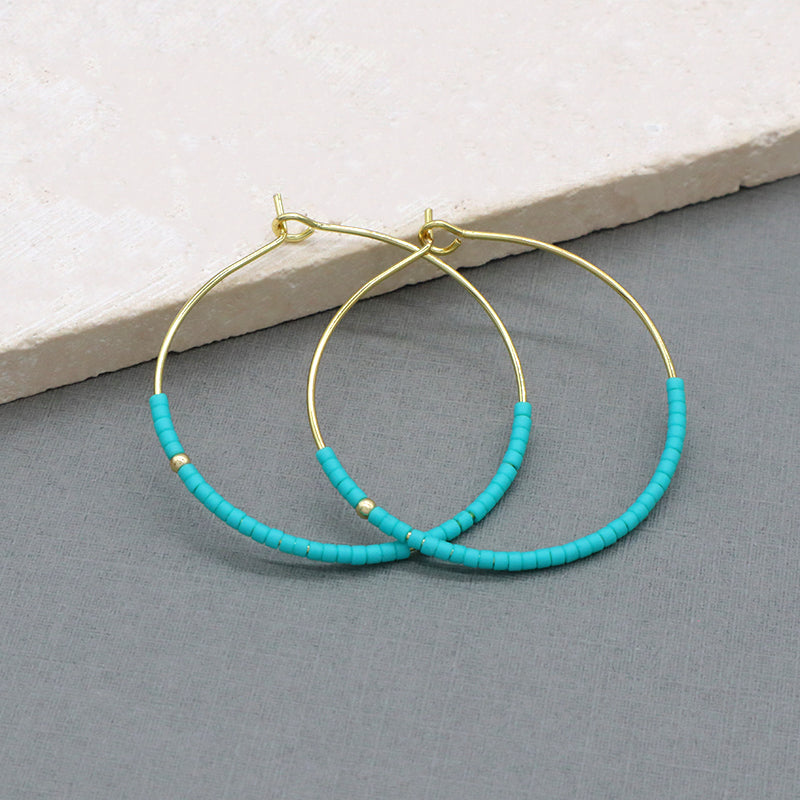 Handmade Wholesale Custom China Factory Hoop Earrings Women Gift Jewelry Gold Plated Miyuki Beads Earrings