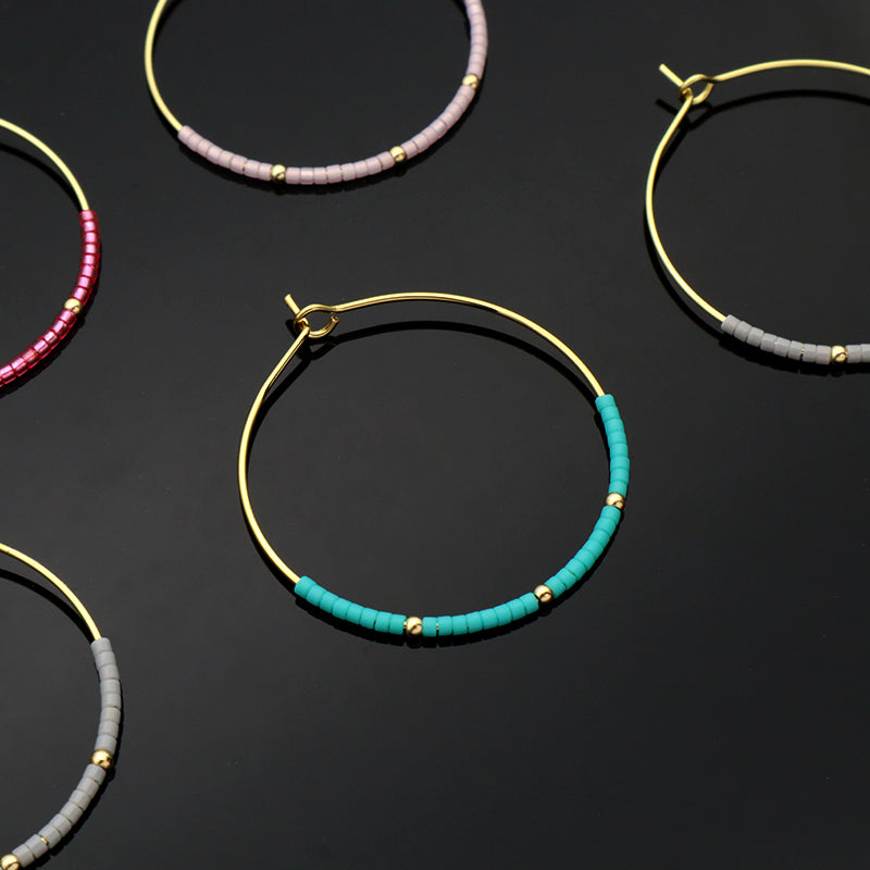 Handmade Wholesale Custom China Factory Hoop Earrings Women Gift Jewelry Gold Plated Miyuki Beads Earrings
