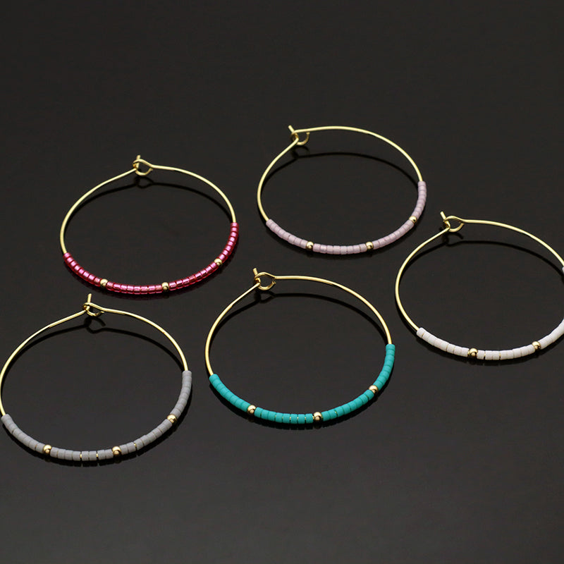 Handmade Wholesale Custom China Factory Hoop Earrings Women Gift Jewelry Gold Plated Miyuki Beads Earrings