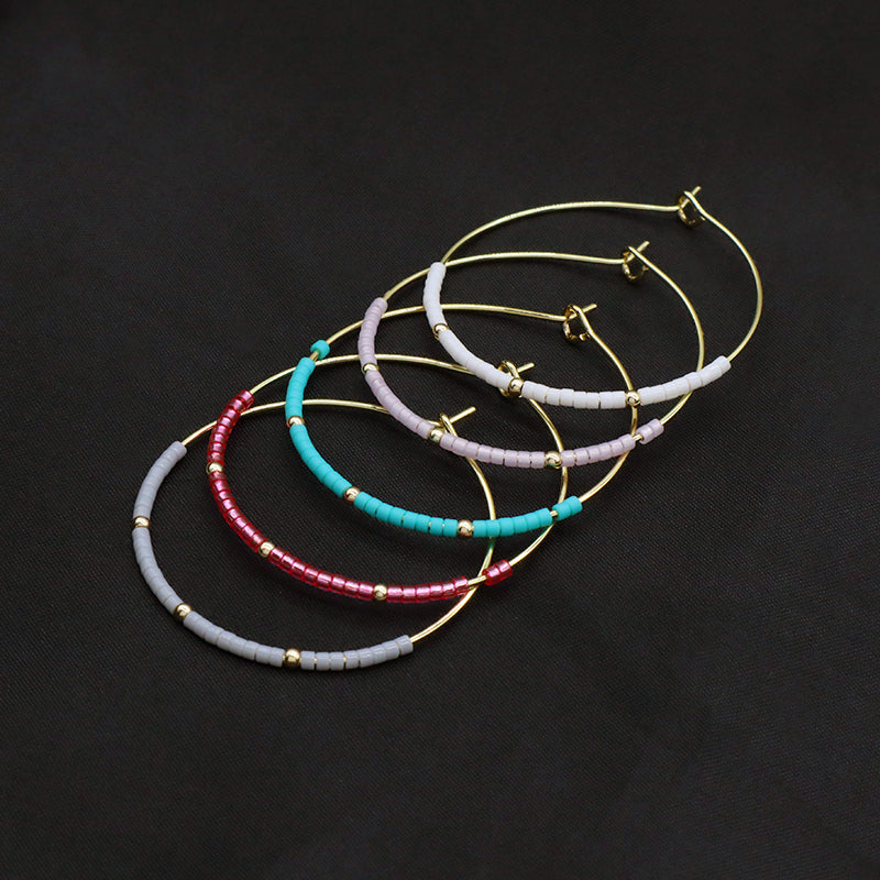 Handmade Wholesale Custom China Factory Hoop Earrings Women Gift Jewelry Gold Plated Miyuki Beads Earrings