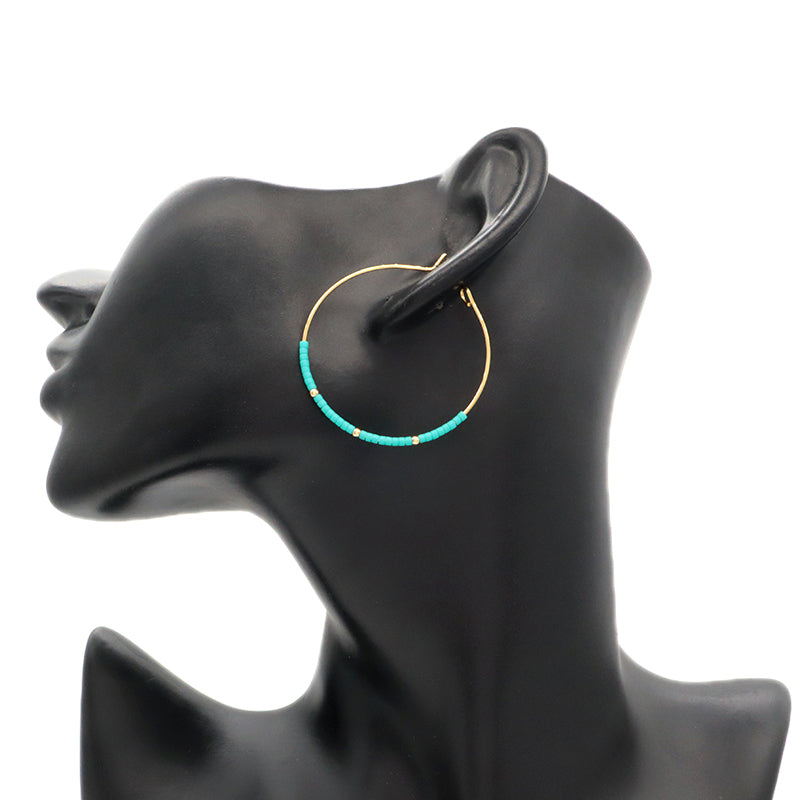 Handmade Wholesale Custom China Factory Hoop Earrings Women Gift Jewelry Gold Plated Miyuki Beads Earrings