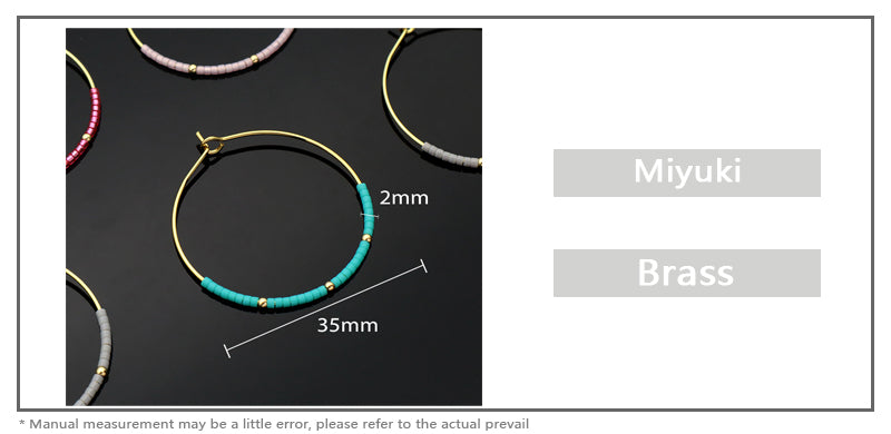 Handmade Wholesale Custom China Factory Hoop Earrings Women Gift Jewelry Gold Plated Miyuki Beads Earrings