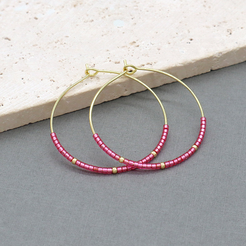 Handmade Wholesale Custom China Factory Hoop Earrings Women Gift Jewelry Gold Plated Miyuki Beads Earrings
