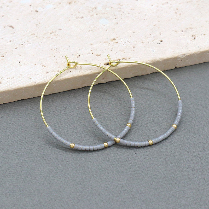 Handmade Wholesale Custom China Factory Hoop Earrings Women Gift Jewelry Gold Plated Miyuki Beads Earrings