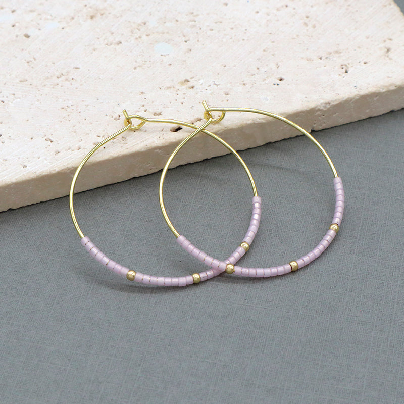 Handmade Wholesale Custom China Factory Hoop Earrings Women Gift Jewelry Gold Plated Miyuki Beads Earrings