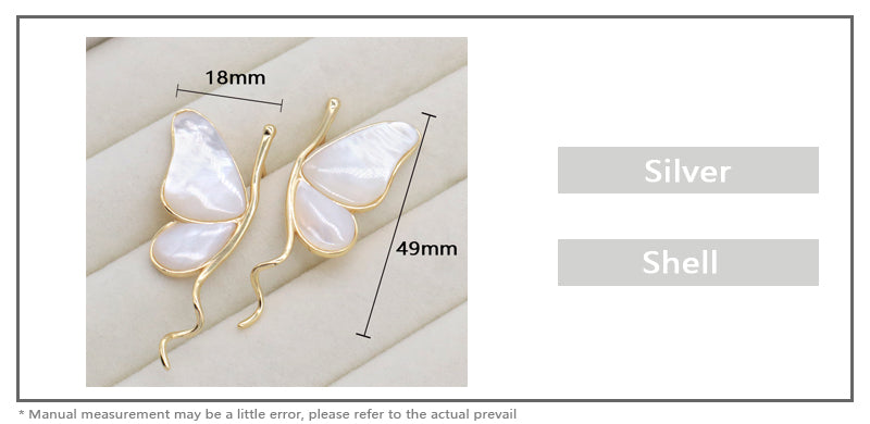 Good Quality New Customized Fashionable Women Jewelry Earring Hoop Gold Plated 925 Silver Sterling Shell Butterfly Earrings For Gift