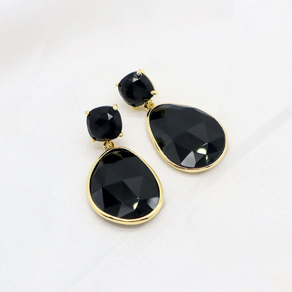 Custom Colorful CZ Natural Stone Earring Gold Plated Natural Gemstone Earrings
