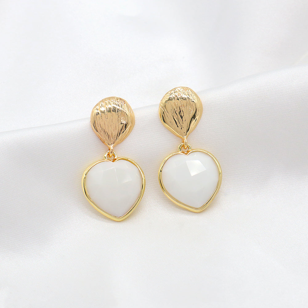 Custom Colorful CZ Natural Stone Earring Gold Plated Natural Gemstone Earrings