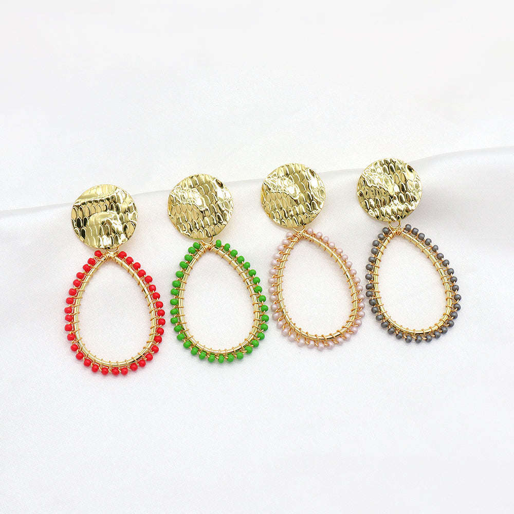Handmade Wholesale Custom Gold Plated Seed Beads Earrings Hoop Earrings Jewelry