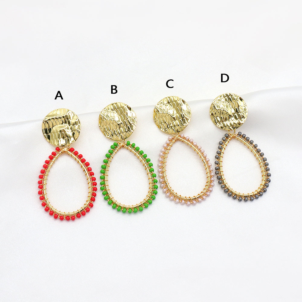 Handmade Wholesale Custom Gold Plated Seed Beads Earrings Hoop Earrings Jewelry