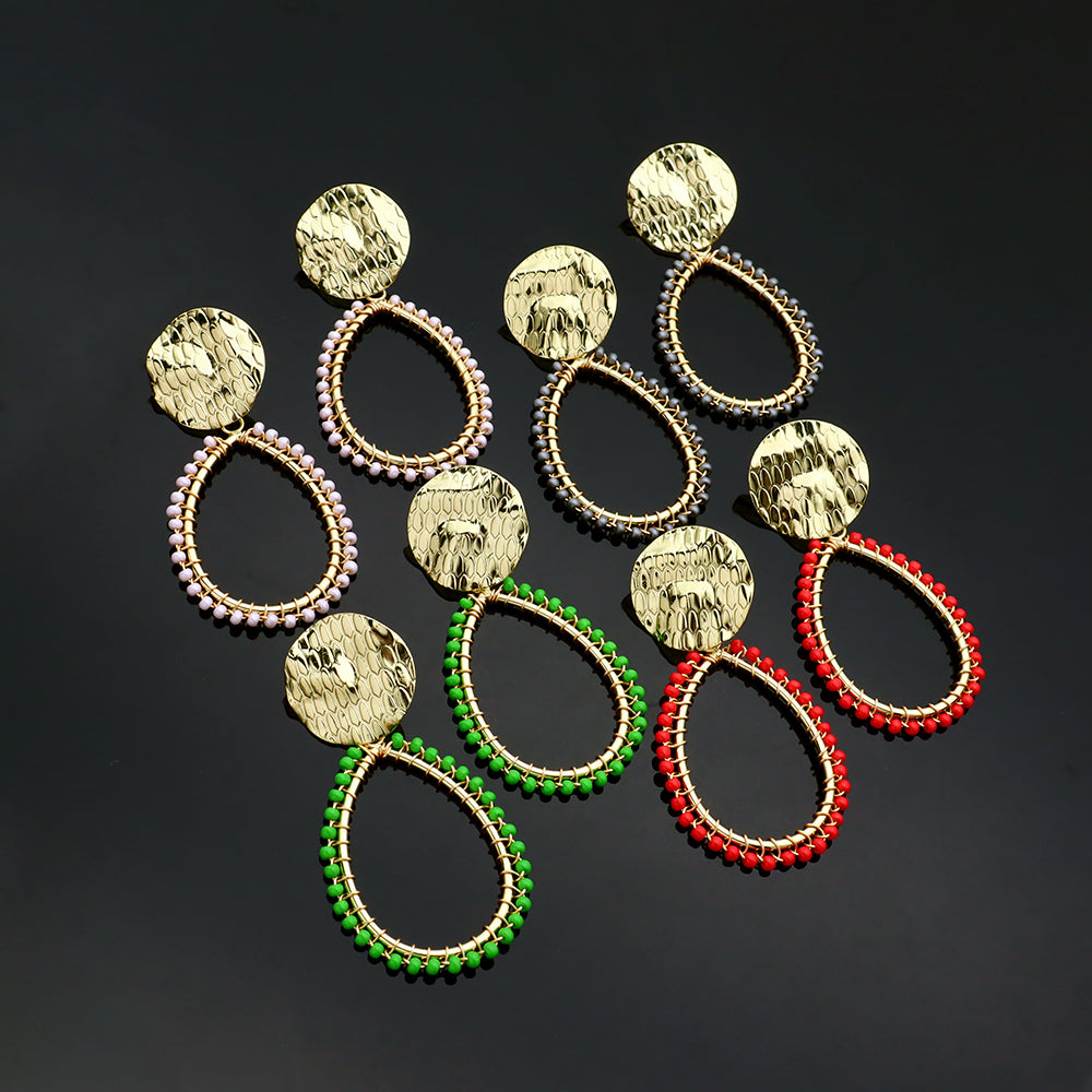 Handmade Wholesale Custom Gold Plated Seed Beads Earrings Hoop Earrings Jewelry