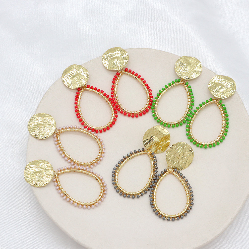 Handmade Wholesale Custom Gold Plated Seed Beads Earrings Hoop Earrings Jewelry