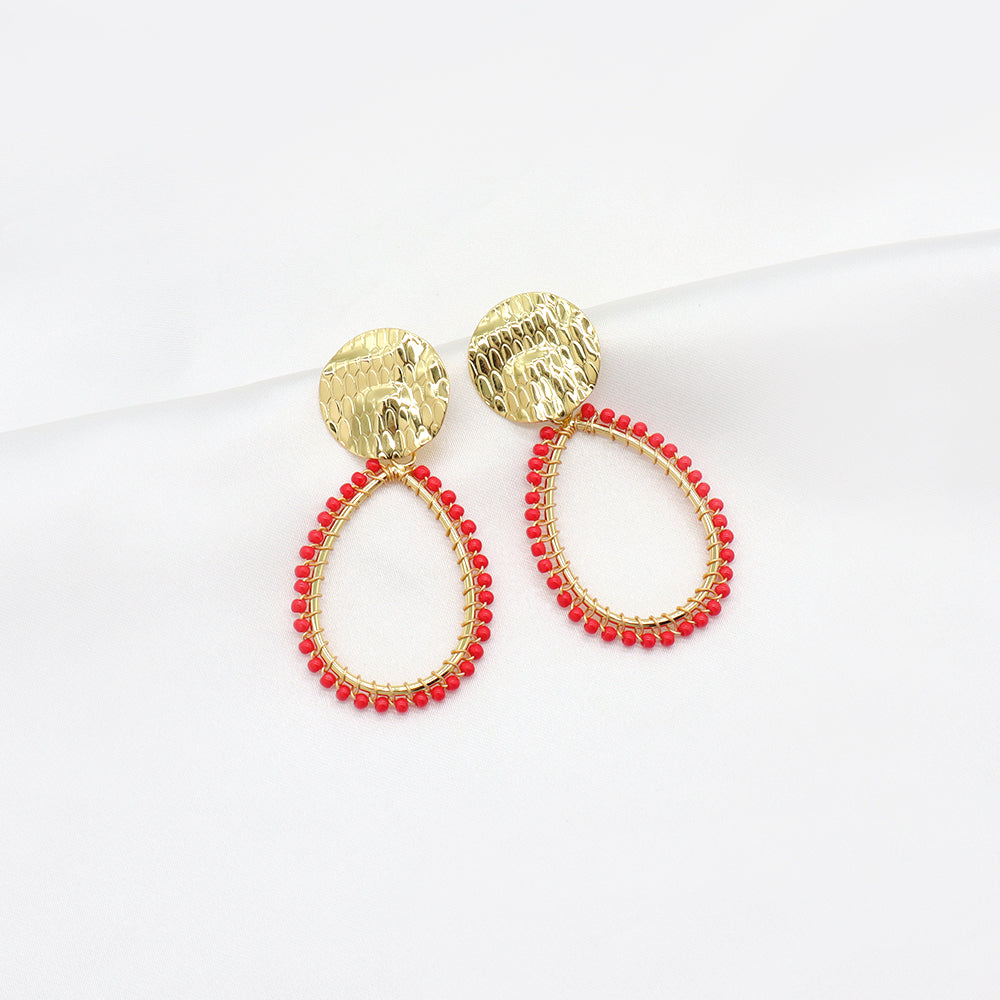 Handmade Wholesale Custom Gold Plated Seed Beads Earrings Hoop Earrings Jewelry