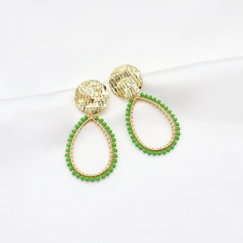 Handmade Wholesale Custom Gold Plated Seed Beads Earrings Hoop Earrings Jewelry