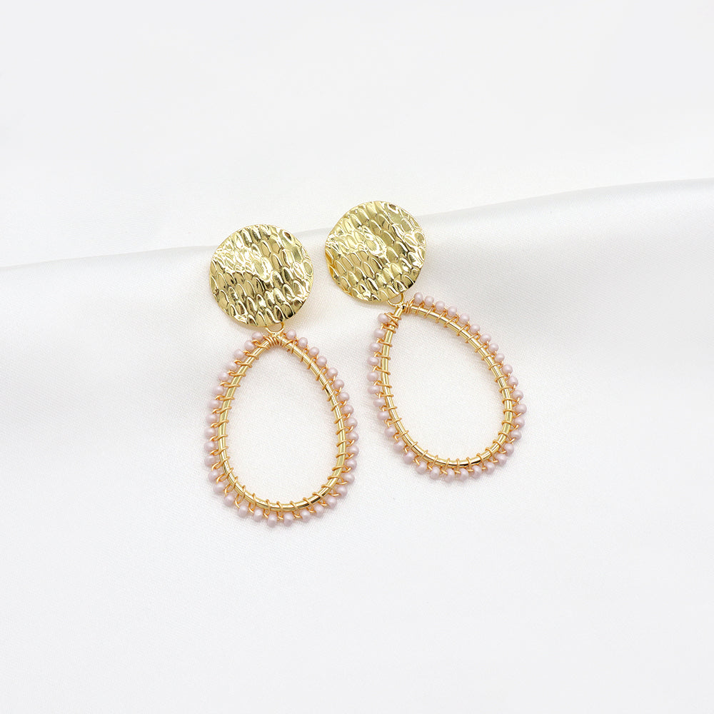 Handmade Wholesale Custom Gold Plated Seed Beads Earrings Hoop Earrings Jewelry