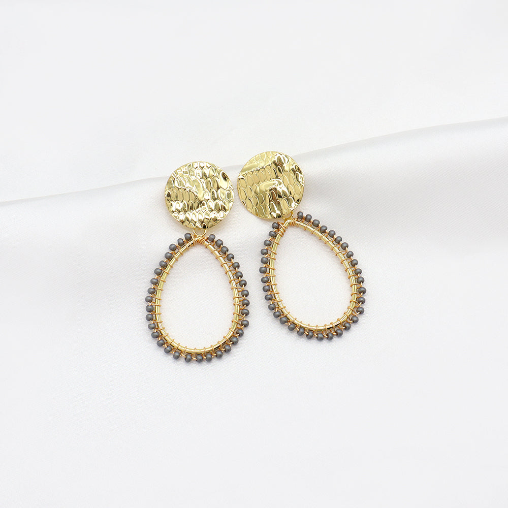 Handmade Wholesale Custom Gold Plated Seed Beads Earrings Hoop Earrings Jewelry