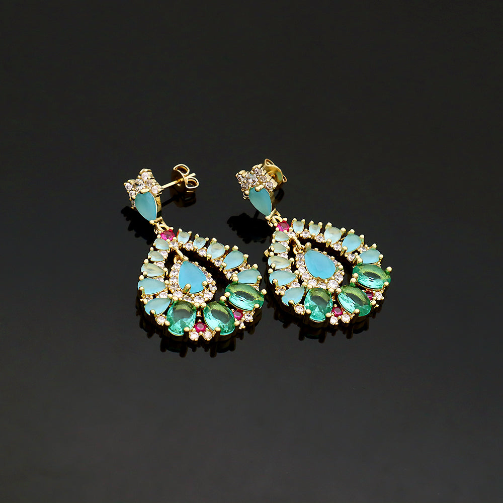 Wholesale Custom Dangle Earrings Stud Gold Plated Glass Crystal Hoop Earrings Jewelry