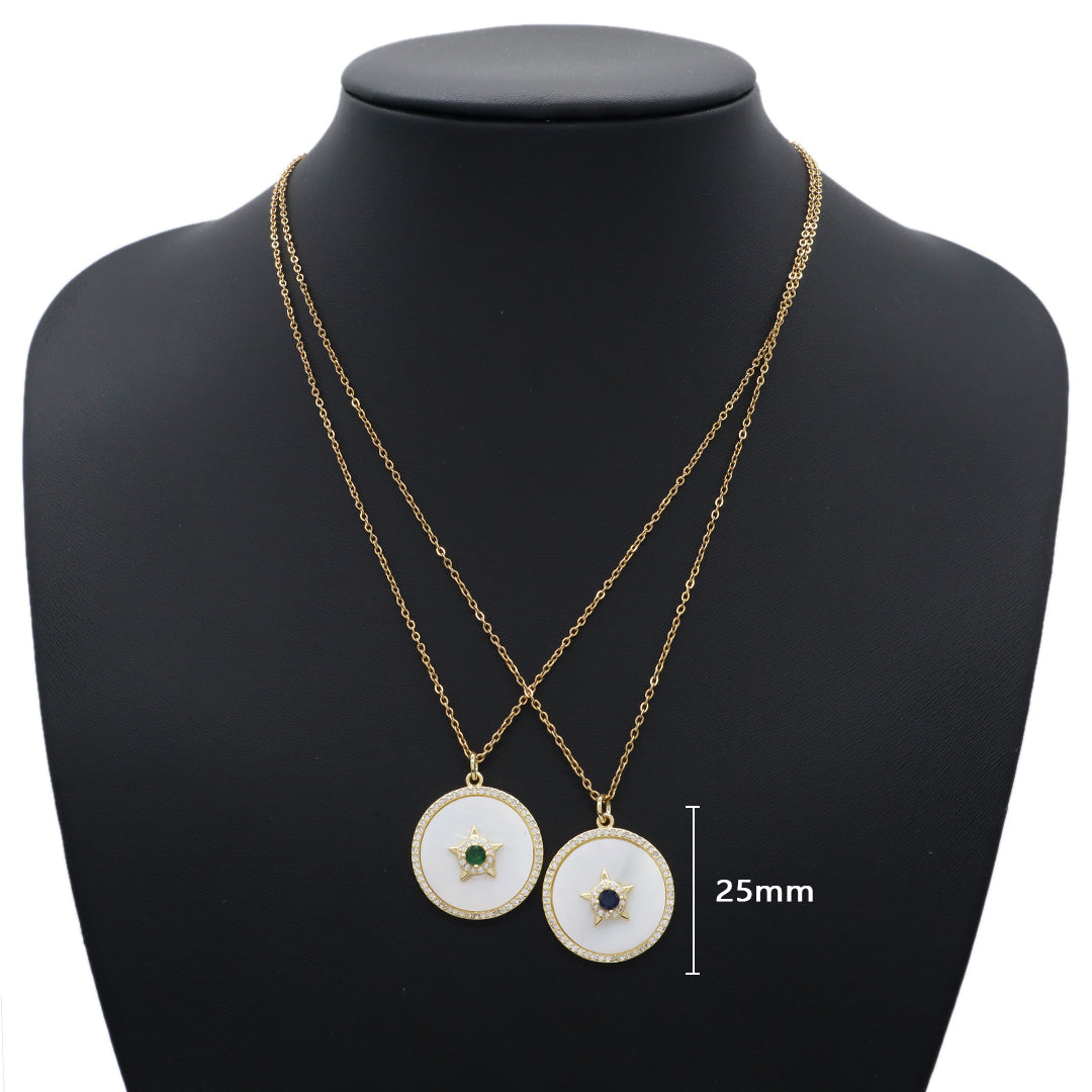 Miss Jewelry Gift Manufacture Custom Factory Round CZ Star Charm Gold Plated stainless steel Chain Shell Star Pendant Necklace