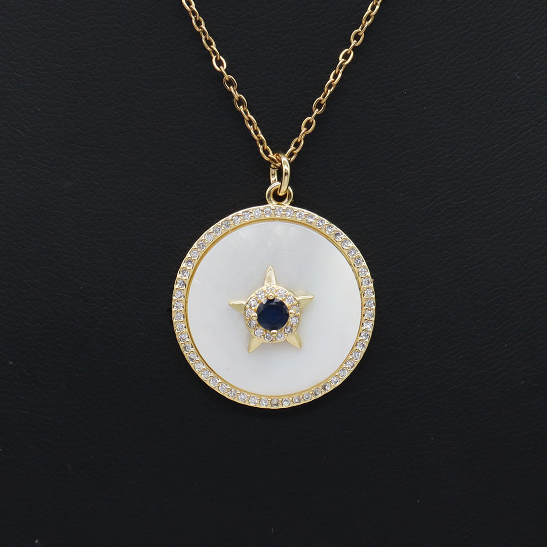 Miss Jewelry Gift Manufacture Custom Factory Round CZ Star Charm Gold Plated stainless steel Chain Shell Star Pendant Necklace