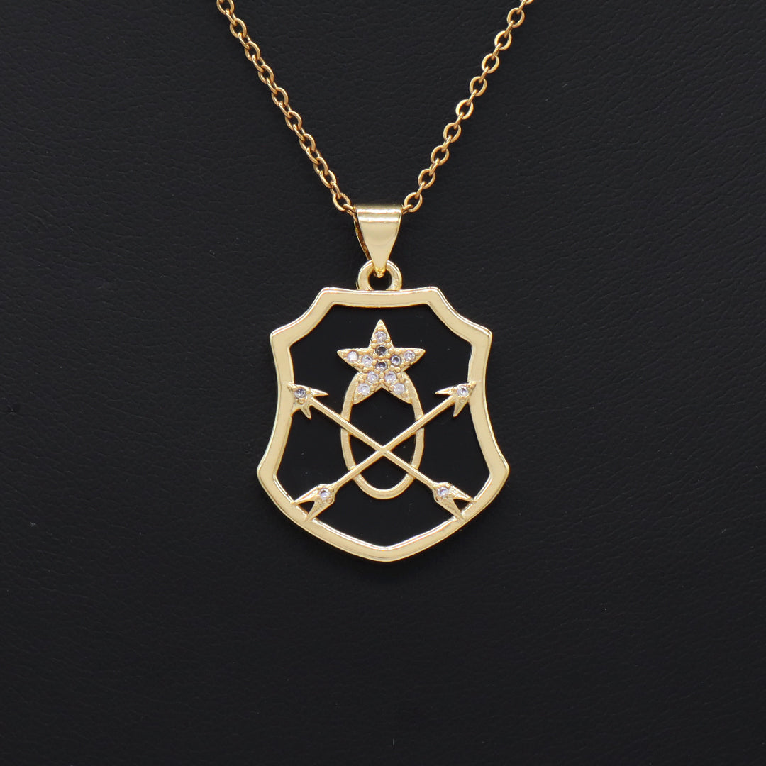Custom Wholesale Women Gold Plated stainless steel Chain CZ Black Green Brown Blue Natural Stone Arrow Star Pendant Necklace