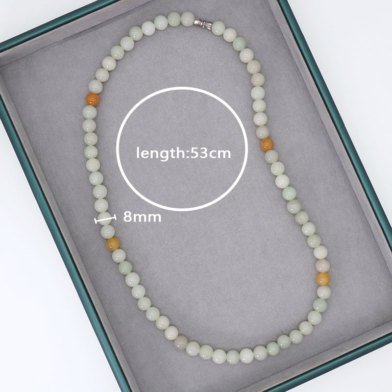 Handmade OEM Factory Customized Wholesale Women Gift Natural Stone Necklace Jewelry 8mm Round Natural Jade Beads Necklace