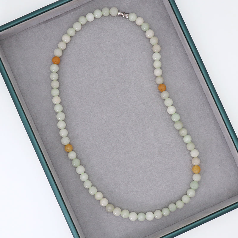 Handmade OEM Factory Customized Wholesale Women Gift Natural Stone Necklace Jewelry 8mm Round Natural Jade Beads Necklace