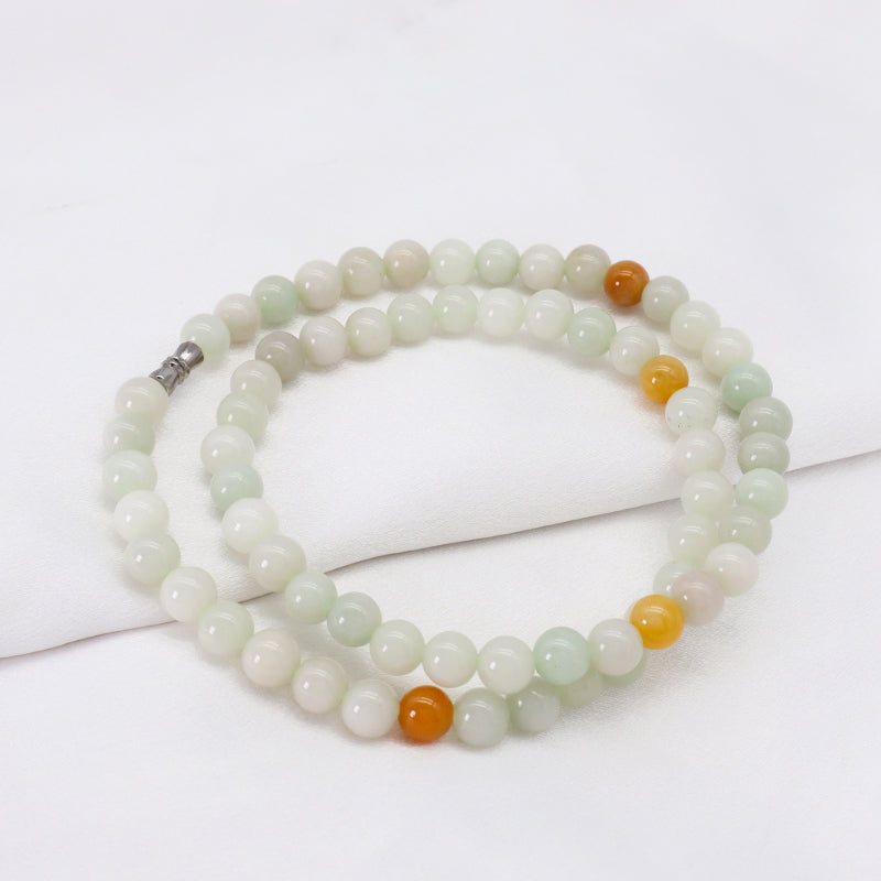 Handmade OEM Factory Customized Wholesale Women Gift Natural Stone Necklace Jewelry 8mm Round Natural Jade Beads Necklace