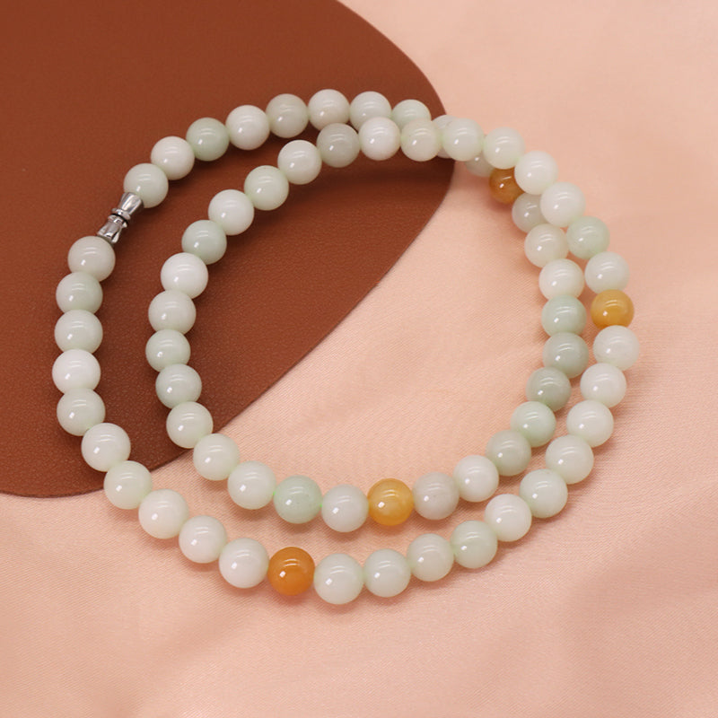 Handmade OEM Factory Customized Wholesale Women Gift Natural Stone Necklace Jewelry 8mm Round Natural Jade Beads Necklace