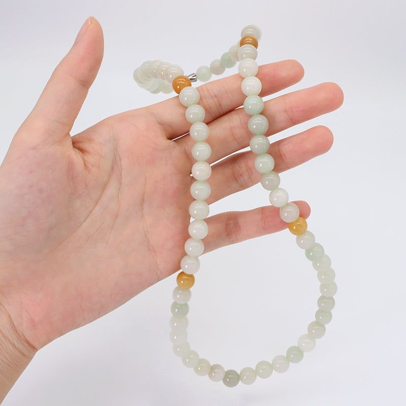 Handmade OEM Factory Customized Wholesale Women Gift Natural Stone Necklace Jewelry 8mm Round Natural Jade Beads Necklace