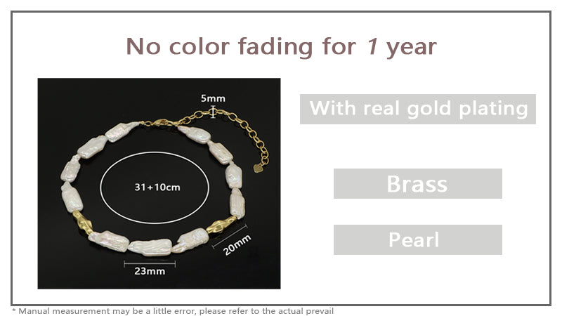 Handmade Custom Gold Plated Brass Natural Freshwater Pearl Choker Necklace