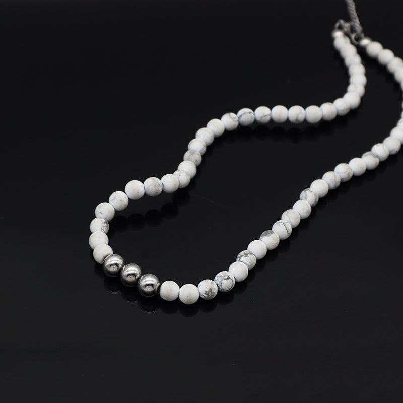 Manufacture China Factory Wholesale Fashion OEM Handmade Custom 6mm Howlite Natural Stone Beads Necklace For Men Women Jewelry