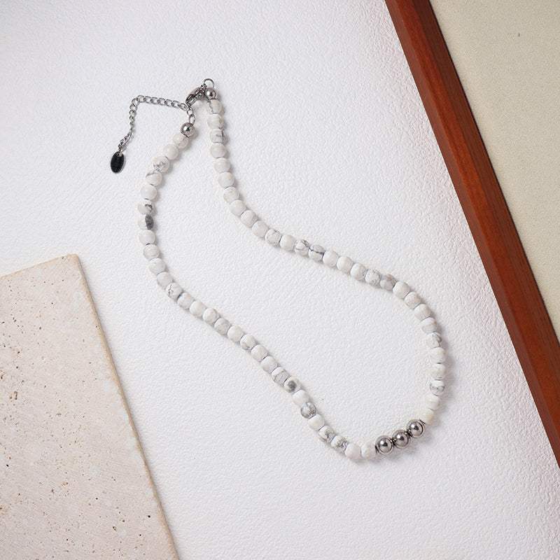 Manufacture China Factory Wholesale Fashion OEM Handmade Custom 6mm Howlite Natural Stone Beads Necklace For Men Women Jewelry