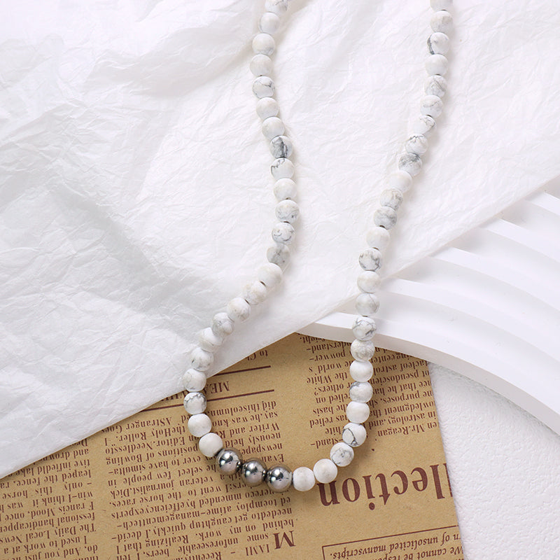 Manufacture China Factory Wholesale Fashion OEM Handmade Custom 6mm Howlite Natural Stone Beads Necklace For Men Women Jewelry