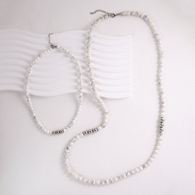 Manufacture China Factory Wholesale Fashion OEM Handmade Custom 6mm Howlite Natural Stone Beads Necklace For Men Women Jewelry