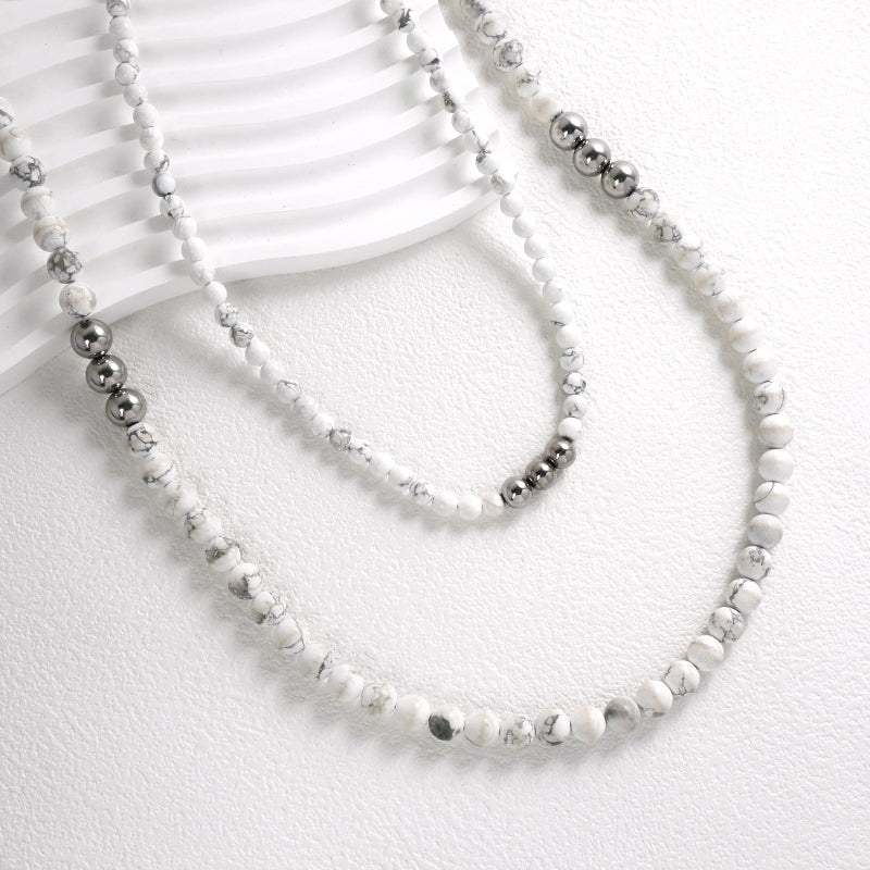 Manufacture China Factory Wholesale Fashion OEM Handmade Custom 6mm Howlite Natural Stone Beads Necklace For Men Women Jewelry