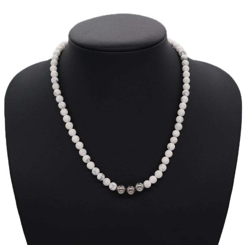 Manufacture China Factory Wholesale Fashion OEM Handmade Custom 6mm Howlite Natural Stone Beads Necklace For Men Women Jewelry
