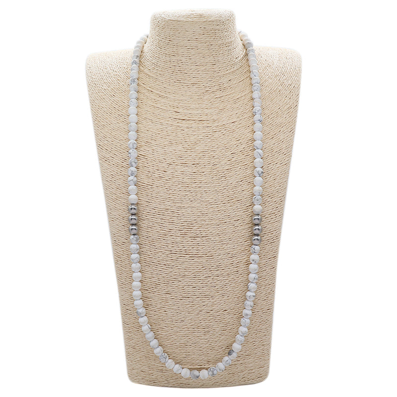 Manufacture China Factory Wholesale Fashion OEM Handmade Custom 6mm Howlite Natural Stone Beads Necklace For Men Women Jewelry