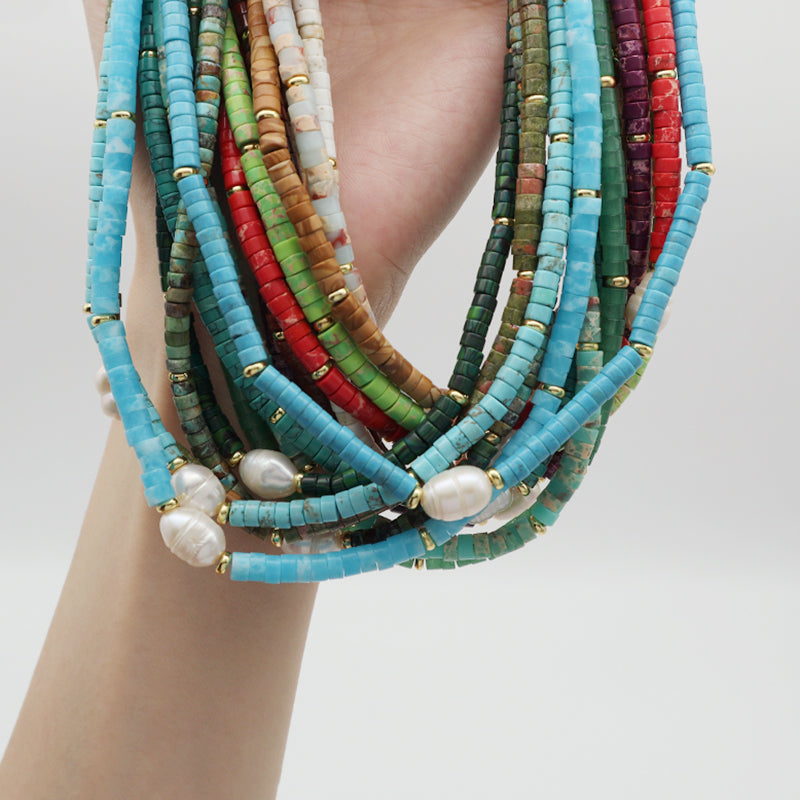 Custom OEM Wholesale Handmade Women Gift Gold Plated Brass Tail chain Fresh Water Baroque Pearl Natural Stone Beads Necklace