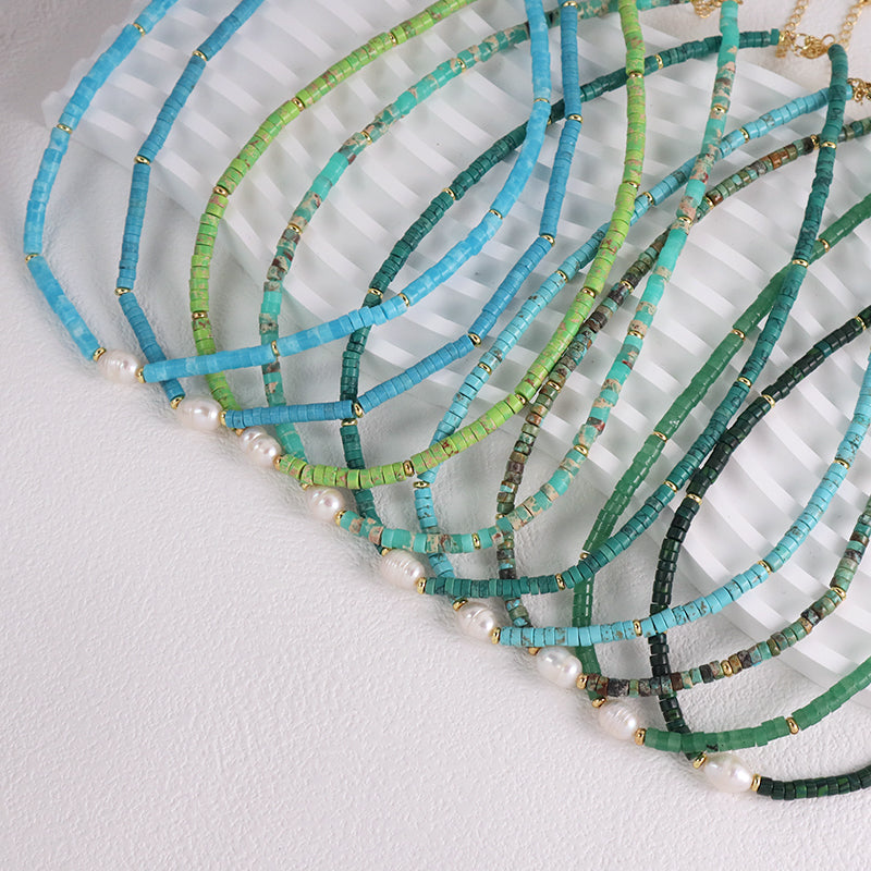 Custom OEM Wholesale Handmade Women Gift Gold Plated Brass Tail chain Fresh Water Baroque Pearl Natural Stone Beads Necklace