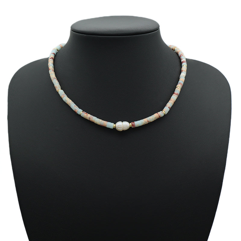 Custom OEM Wholesale Handmade Women Gift Gold Plated Brass Tail chain Fresh Water Baroque Pearl Natural Stone Beads Necklace