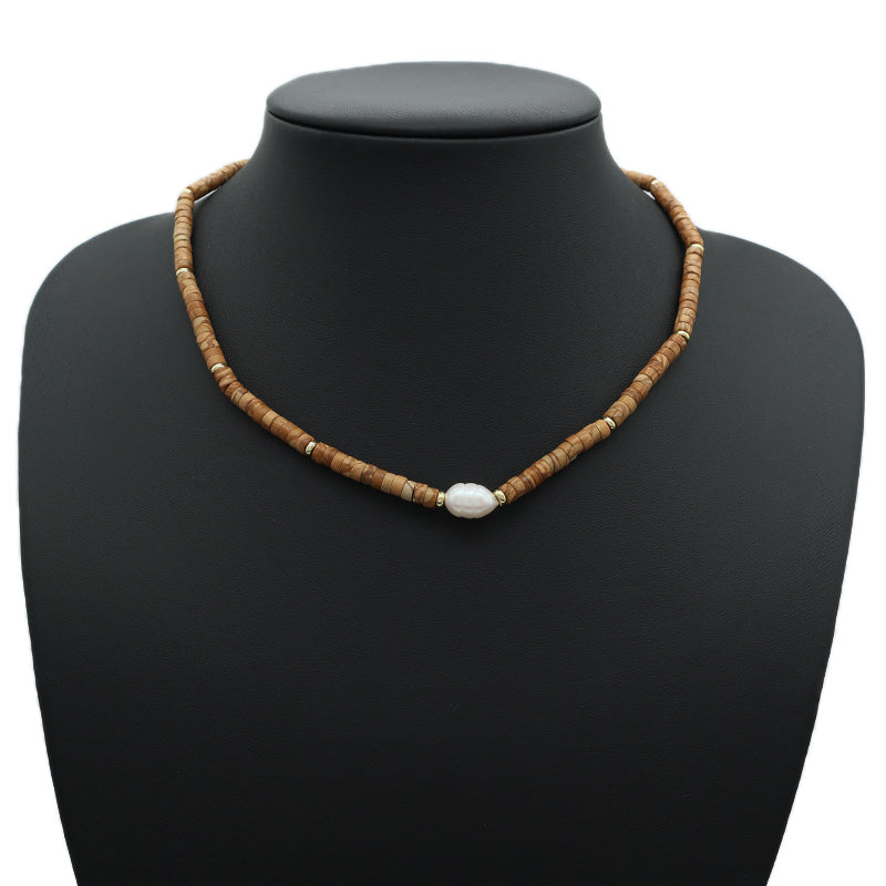 Custom OEM Wholesale Handmade Women Gift Gold Plated Brass Tail chain Fresh Water Baroque Pearl Natural Stone Beads Necklace