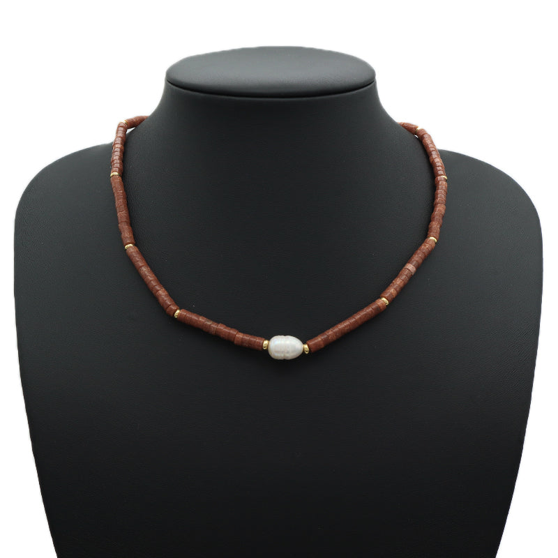 Custom OEM Wholesale Handmade Women Gift Gold Plated Brass Tail chain Fresh Water Baroque Pearl Natural Stone Beads Necklace