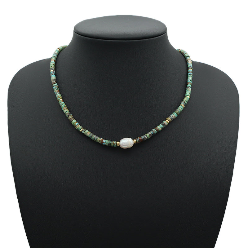Custom OEM Wholesale Handmade Women Gift Gold Plated Brass Tail chain Fresh Water Baroque Pearl Natural Stone Beads Necklace