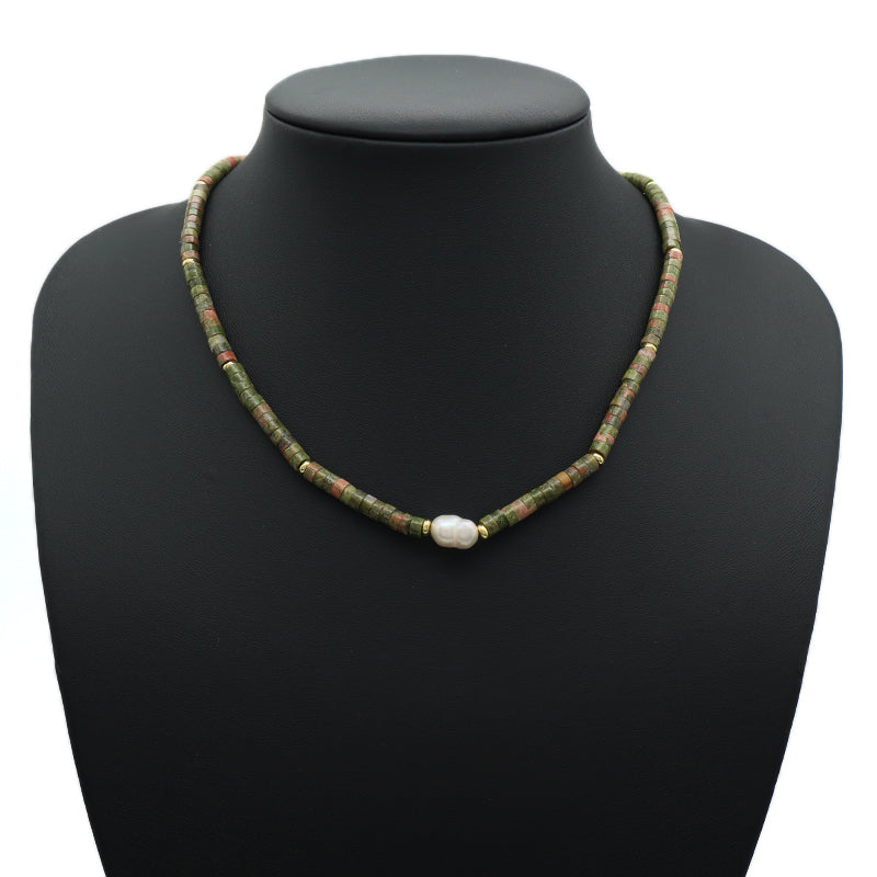 Custom OEM Wholesale Handmade Women Gift Gold Plated Brass Tail chain Fresh Water Baroque Pearl Natural Stone Beads Necklace
