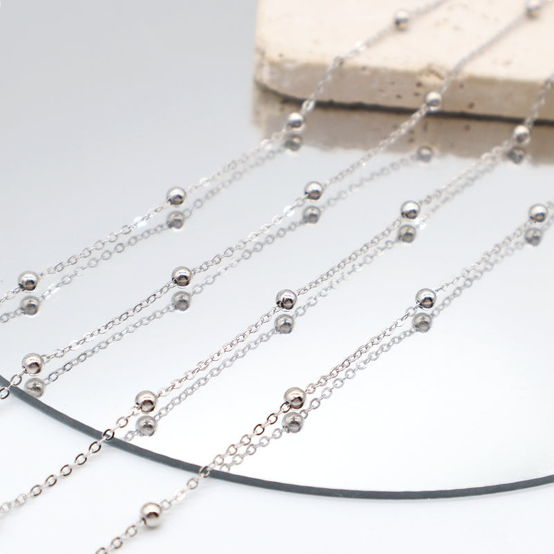 Good quality China Factory Manufacture Custom Wholesale Women Jewelry Rhodium Plated 925 Sterling Silver Beads Necklace For Gift