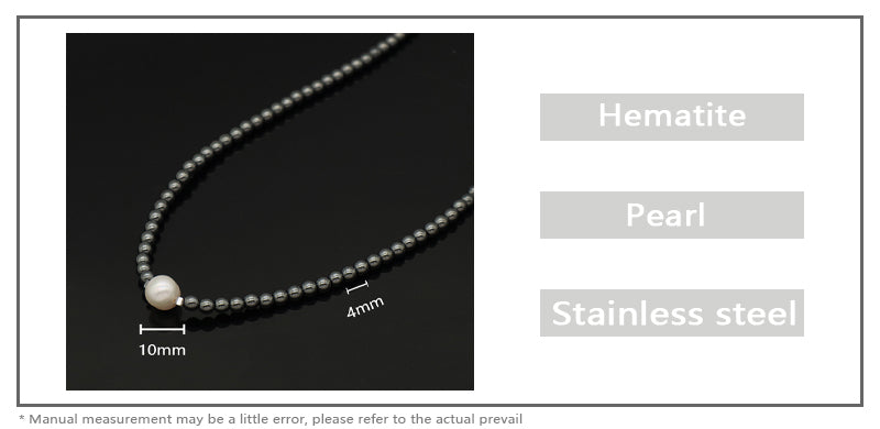 Custom Wholesale China Factory OEM Trendy Women Handmade Stainless Steel Natural Stone Hematite Beads Pearl Pendant Necklace