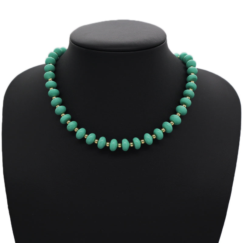 Hot Selling OEM China Factory Wholesale Fashion Gift Handmade Custom Gold Plated Blue Natural Stone Beads Necklace For Women
